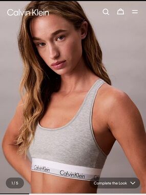 New Calvin Klein Light Gray Racerback Logo Bralette